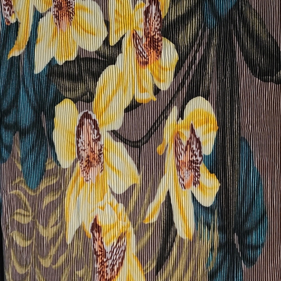 Vintage Euro Virginie Paris France Accordian Micro Pleats Floral Dress NWT - Picture 6 of 15